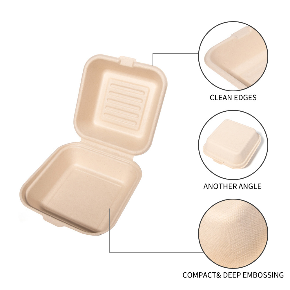 Eco friendly biodegradable lunch box disposable meal box sugarcane bagasse food box