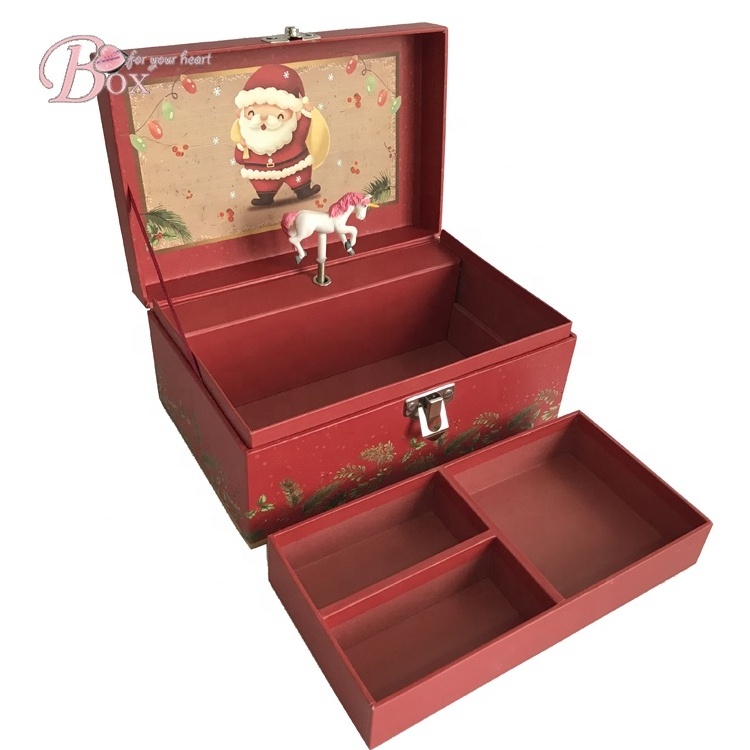 Custom christmas santa Ballerina Musical Jewelry Box storage snow globe music box