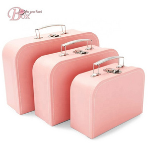 Paperboard Suitcases Floral Storage Box Mini Luggage Decorative Boxes Small Toy Organizer Cardboard Suitcase Box with Handle