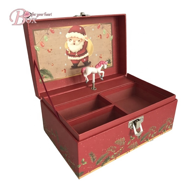 Custom christmas santa Ballerina Musical Jewelry Box storage snow globe music box