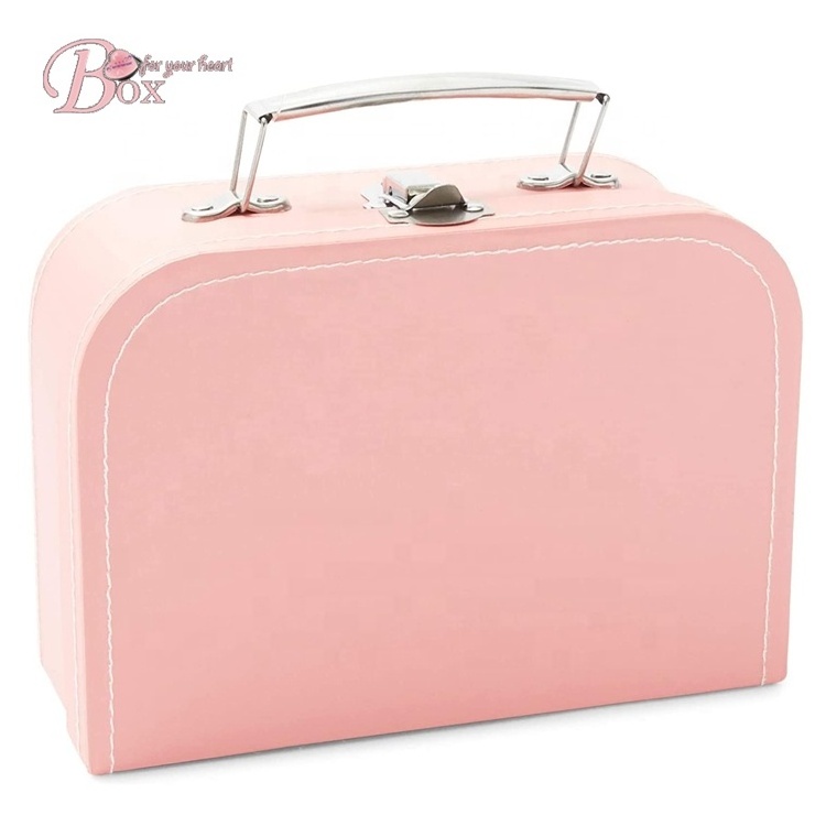 Paperboard Suitcases Floral Storage Box Mini Luggage Decorative Boxes Small Toy Organizer Cardboard Suitcase Box with Handle