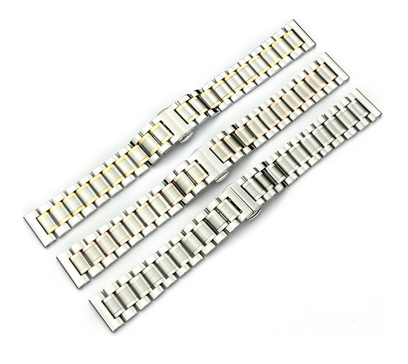 Factory Direct Sales Curved/Butterfly Buckle End Stainless Steel Watchband 8-24mm Watch Band Women Men's Strap Bracelet