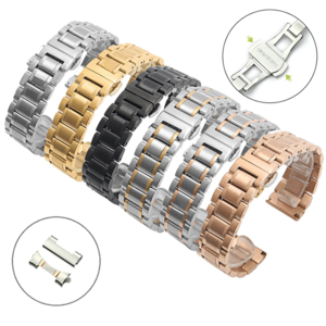 Factory Direct Sales Curved/Butterfly Buckle End Stainless Steel Watchband 8-24mm Watch Band Women Men's Strap Bracelet