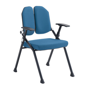 New patent design mid back foldable training chair for meeting room student chair with writing pad