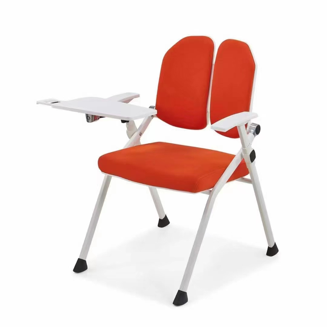 New patent design mid back foldable training chair for meeting room student chair with writing pad