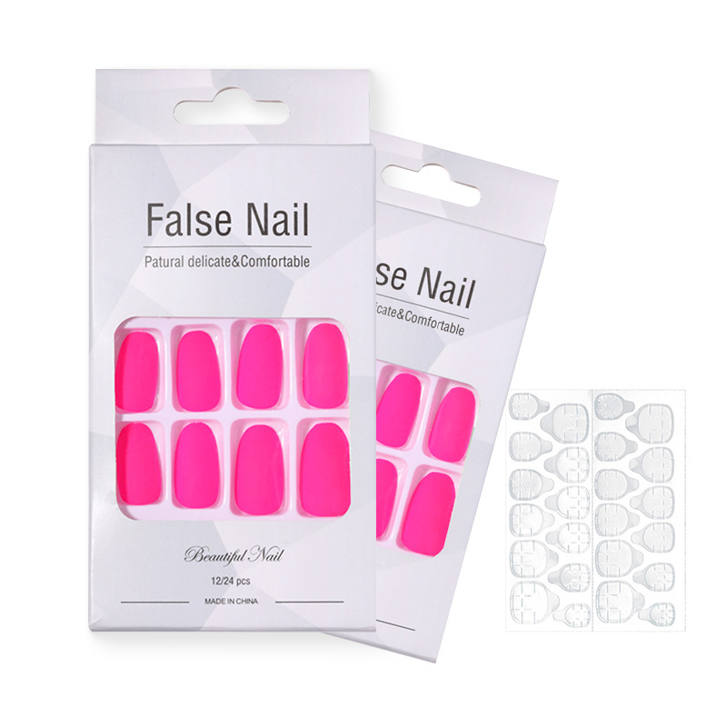 ROSALIND 24pcs/set girls artificial short acrylic false nails kits jelly sticker glue and matte fake nails set with packaging