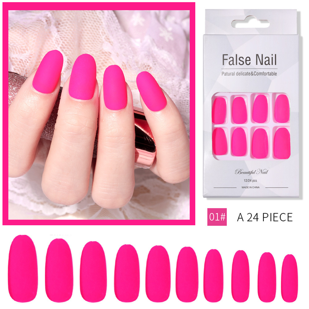 ROSALIND 24pcs/set girls artificial short acrylic false nails kits jelly sticker glue and matte fake nails set with packaging