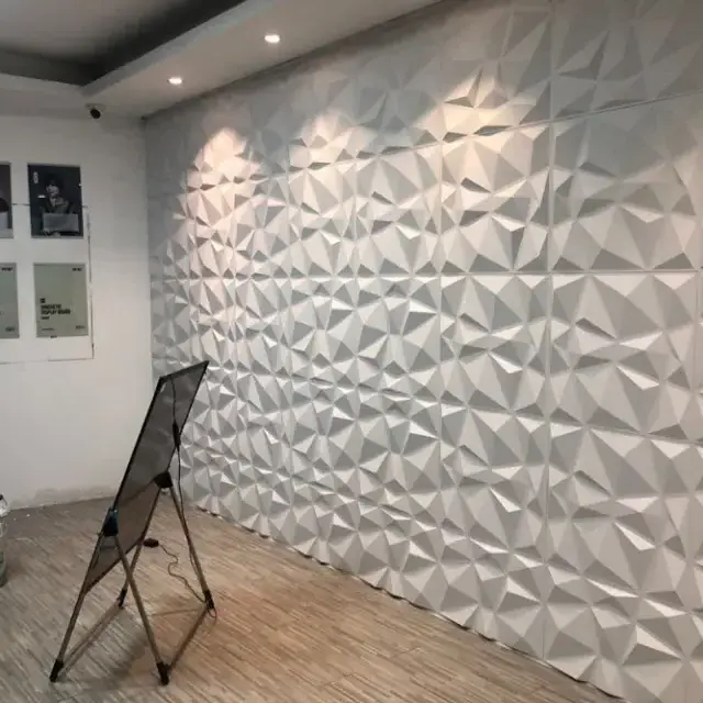 2024 hot sale soundproof Matt Black Diamond Shape 3D PVC Wall Panel /Sticker For Wall Decoration 4x8 plastic wall panels