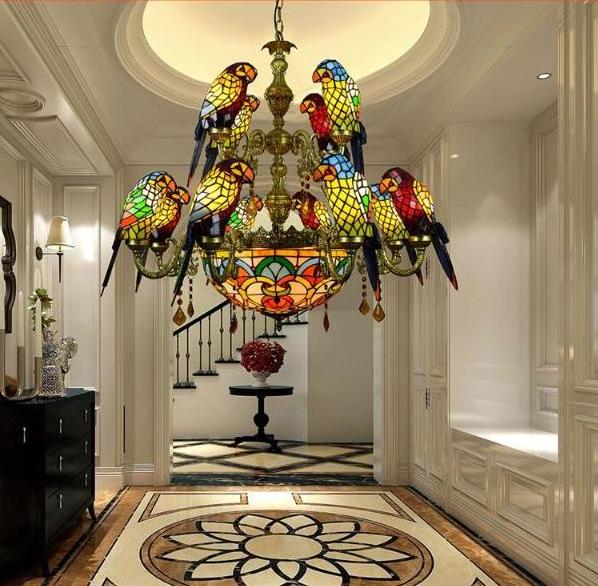 Tiffany Chandeliers and lamps pendant lighting Parrot Stained Glass luxurious ceiling lights