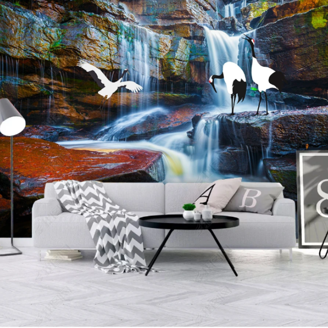 Stone Waterfall Beautiful Scenery Wallpaper Murals Rockery Landscape Peel And Sticker Wallpaper