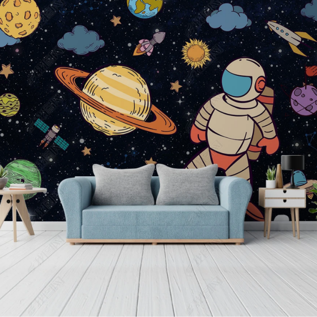 Custom 5D Ceiling Modern Living Room Wall paper 3D Home Decoration Fabric Cartoon Boys Room Mural Wallpaper For Girls Kids Room