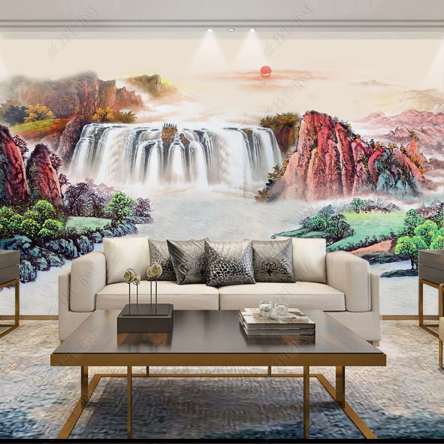 Stone Waterfall Beautiful Scenery Wallpaper Murals Rockery Landscape Peel And Sticker Wallpaper