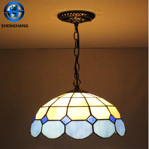 2020 New popular glass mosaic celling lamp with vintage pattern glass lamp shade