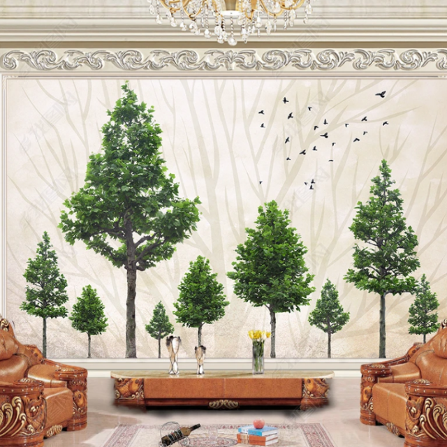 Jungle Forest Wallpaper For Living Room Wall Landscape In Sketch Style Wallpaper Mural