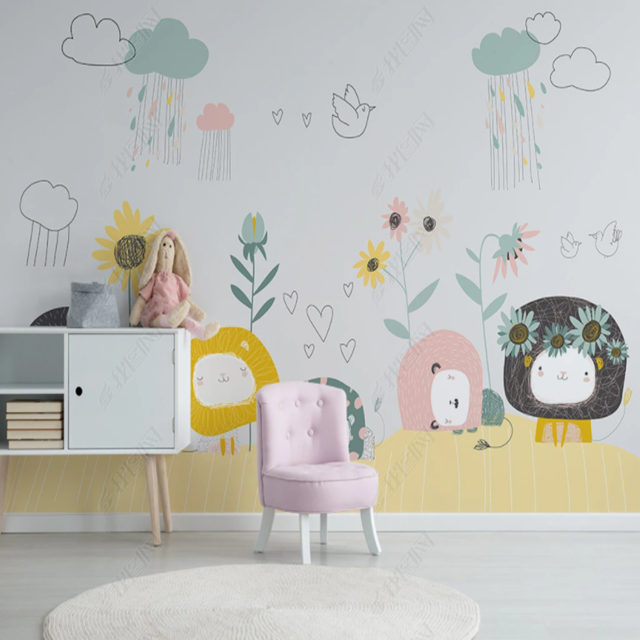 Bedroom 3d kids room decoration cartoon vinyl wallpapers for kids room