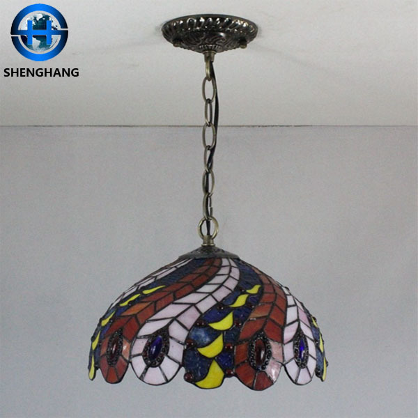 2020 New popular glass mosaic celling lamp with vintage pattern glass lamp shade