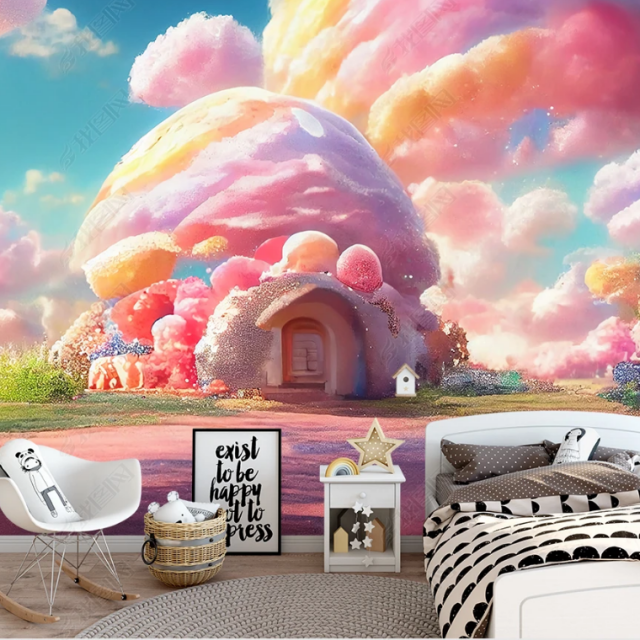 Girls  Pink Cartoon Romantic  Wallpaper Decor  Kids living room bedroom for 3d wallpapers