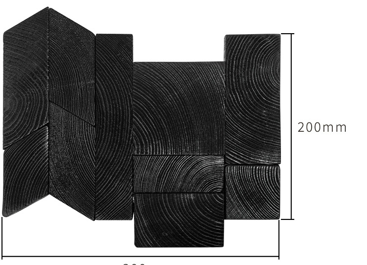 100% Pine Black solid wood panel annual ring texture carbonized wood wall panel vintage background wall