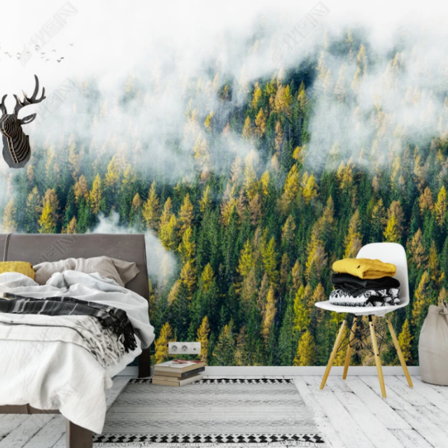 Jungle Forest Wallpaper For Living Room Wall Landscape In Sketch Style Wallpaper Mural