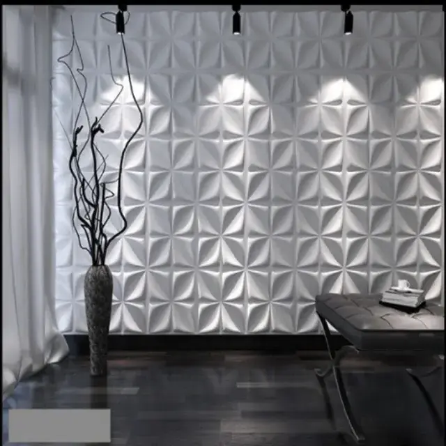 2024 hot sale soundproof Matt Black Diamond Shape 3D PVC Wall Panel /Sticker For Wall Decoration 4x8 plastic wall panels