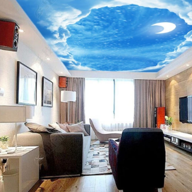 print sky cloud design swimming pool ceiling decor DIY translucent Pvc Stretch Ceiling Film