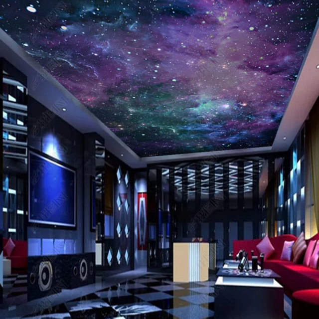 Galaxy space  Pop night sky pvc stretch ceiling design for wall and ceiling panel 3D Effect PVC Stretch  Film