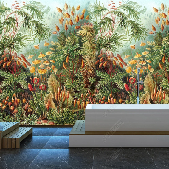 Self Adhesive Mural Tropical Jungle Background PVC Wallpaper