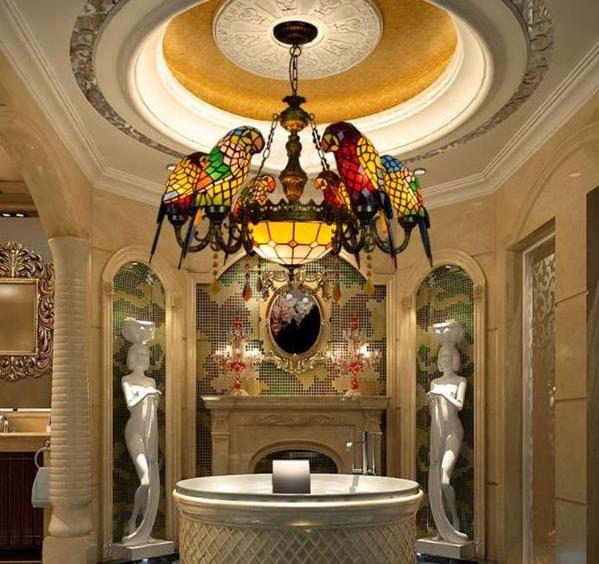 Tiffany Chandeliers and lamps pendant lighting Parrot Stained Glass luxurious ceiling lights