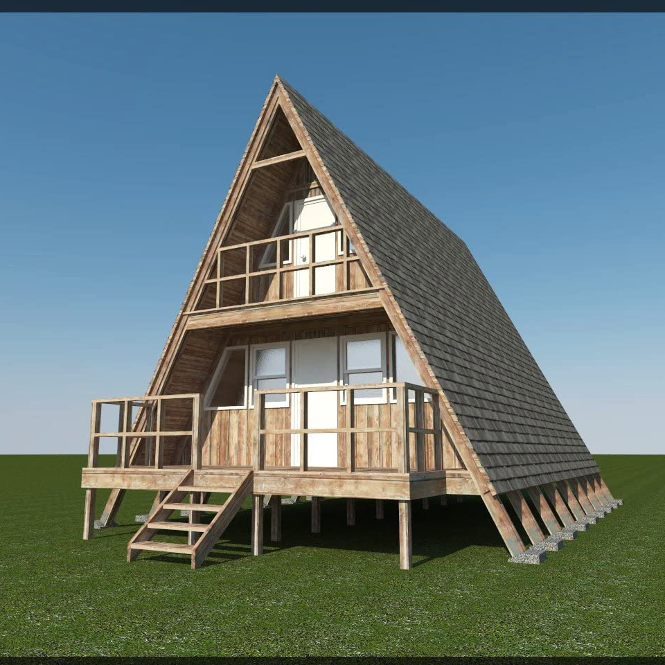 A-Frame Cabin Plans 24' x 21' Two Story A Frame Cabin Vacation Tiny House container house