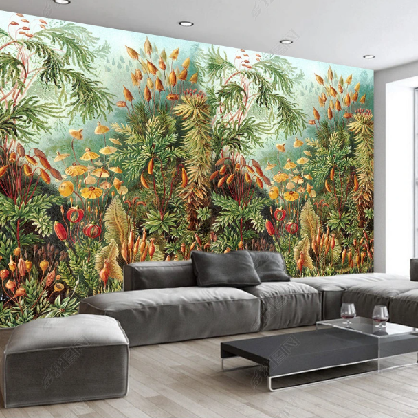 Self Adhesive Mural Tropical Jungle Background PVC Wallpaper