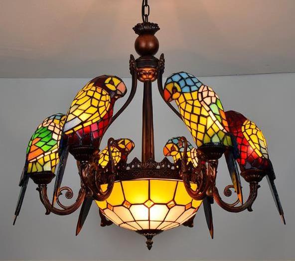 Tiffany Chandeliers and lamps pendant lighting Parrot Stained Glass luxurious ceiling lights