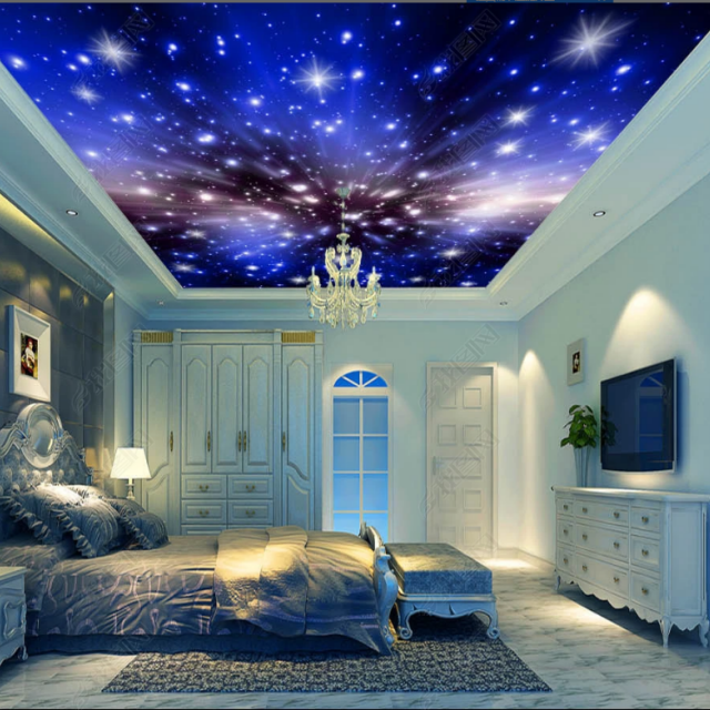 Galaxy space  Pop night sky pvc stretch ceiling design for wall and ceiling panel 3D Effect PVC Stretch  Film