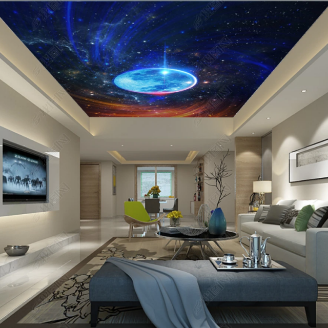 Galaxy space  Pop night sky pvc stretch ceiling design for wall and ceiling panel 3D Effect PVC Stretch  Film