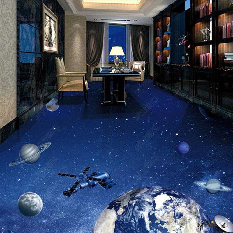 Space interstellar starry sky astronaut planet printing self-adhesive waterproof 3D PVC living room bathroom floor mural