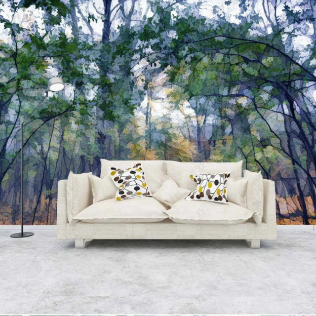 Jungle Forest Wallpaper For Living Room Wall Landscape In Sketch Style Wallpaper Mural