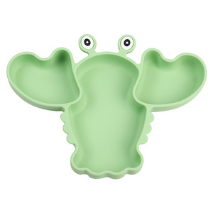 Cute Lobster Silicone Kids Feeding Plates Bpa Free Divided Suction Silicone Toddlers Baby Plate