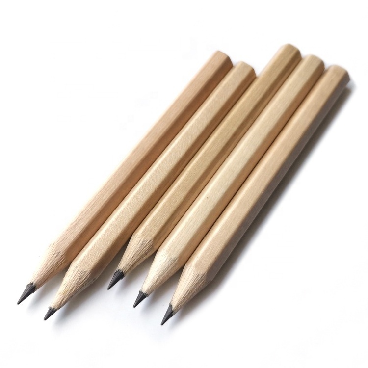 Custom Logo Natural Wood School Stationery Mini HB Lead Graphite Pencil