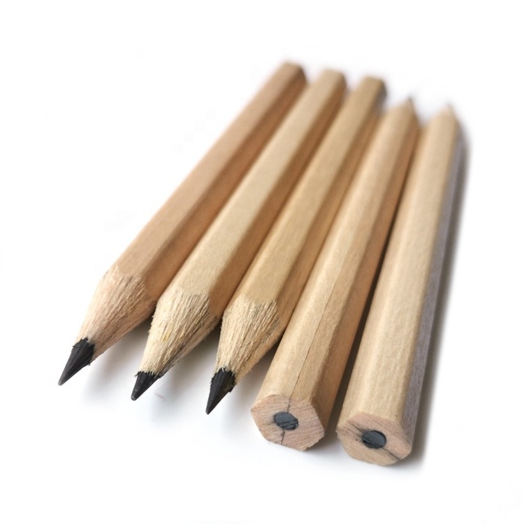 Custom Logo Natural Wood School Stationery Mini HB Lead Graphite Pencil