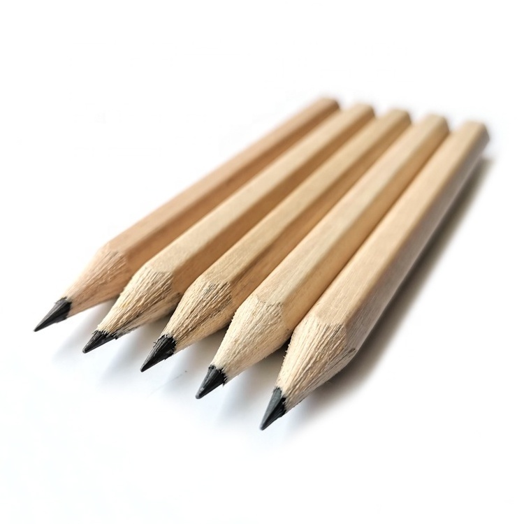 Custom Logo Natural Wood School Stationery Mini HB Lead Graphite Pencil