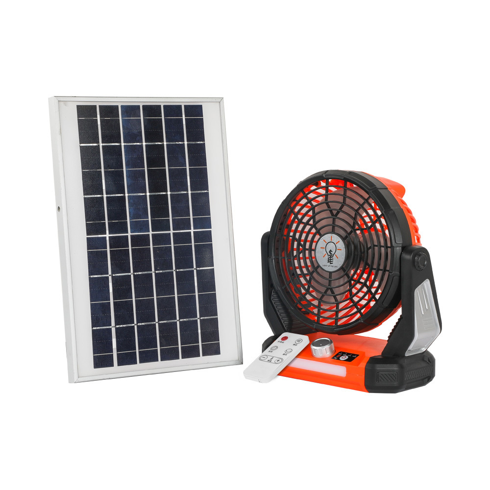 Portable Solar Panel Multifunctional 4W Rechargeable Movable Small Fan With Emergency Light Remote Control