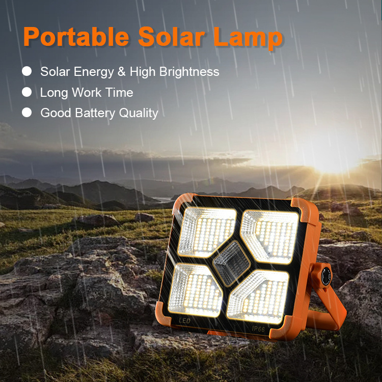 Outdoor Led Solar Light High-power Ultra-bright Waterproof Portable Multi-speed Flash Adjustable Lighting Flood Light