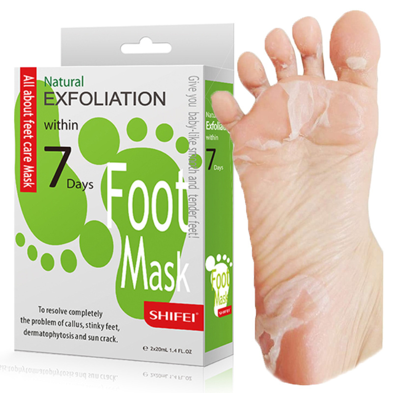 SHIFEI FACTORY Custom Private Label Exfoliating Foot Peel Mask Callus Remover for Dry Cracked Feet Hydrating Baby Soft Smooth