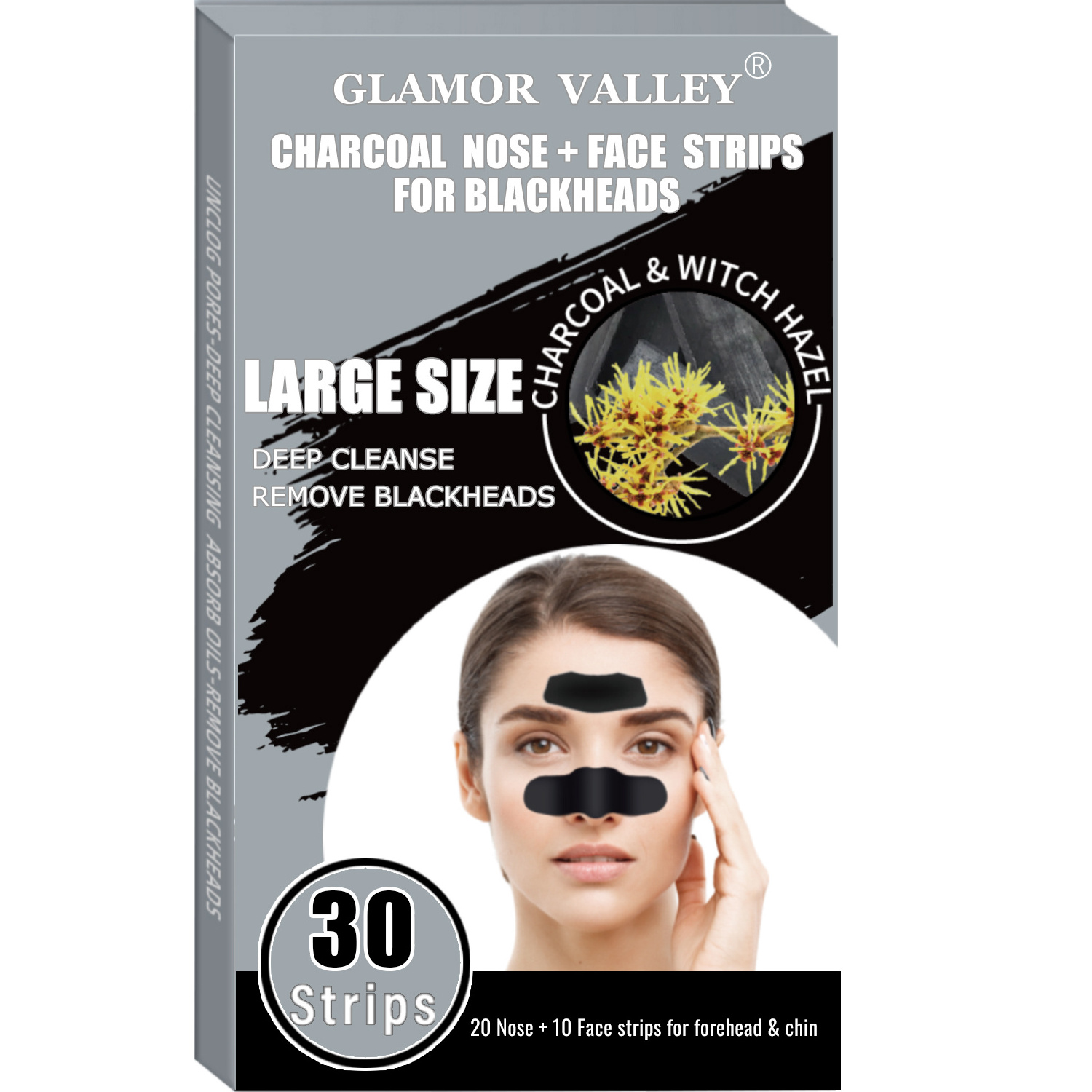 Factory Bulk Price Customize Private Label Oversize Deep Cleansing Charcoal Nose Strips Blackhead Removal Nose Pore Strips