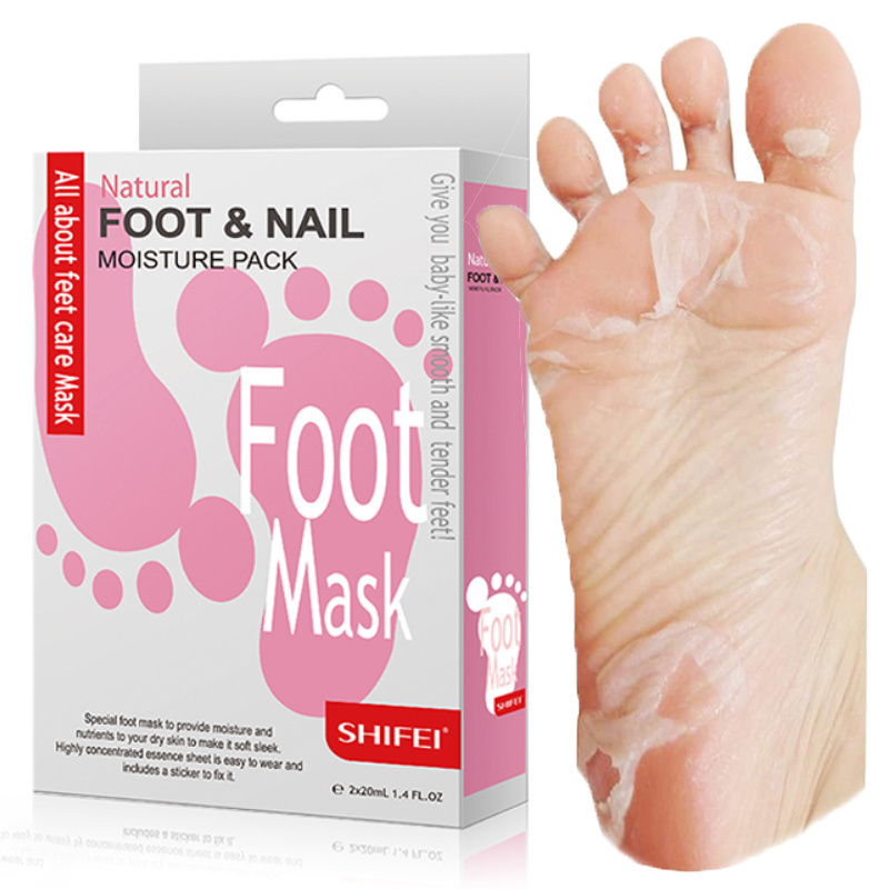 SHIFEI FACTORY Custom Private Label Exfoliating Foot Peel Mask Callus Remover for Dry Cracked Feet Hydrating Baby Soft Smooth