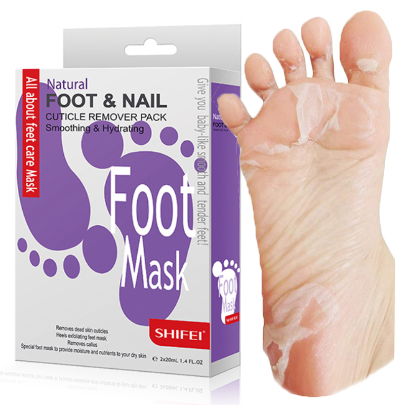 SHIFEI FACTORY Custom Private Label Exfoliating Foot Peel Mask Callus Remover for Dry Cracked Feet Hydrating Baby Soft Smooth