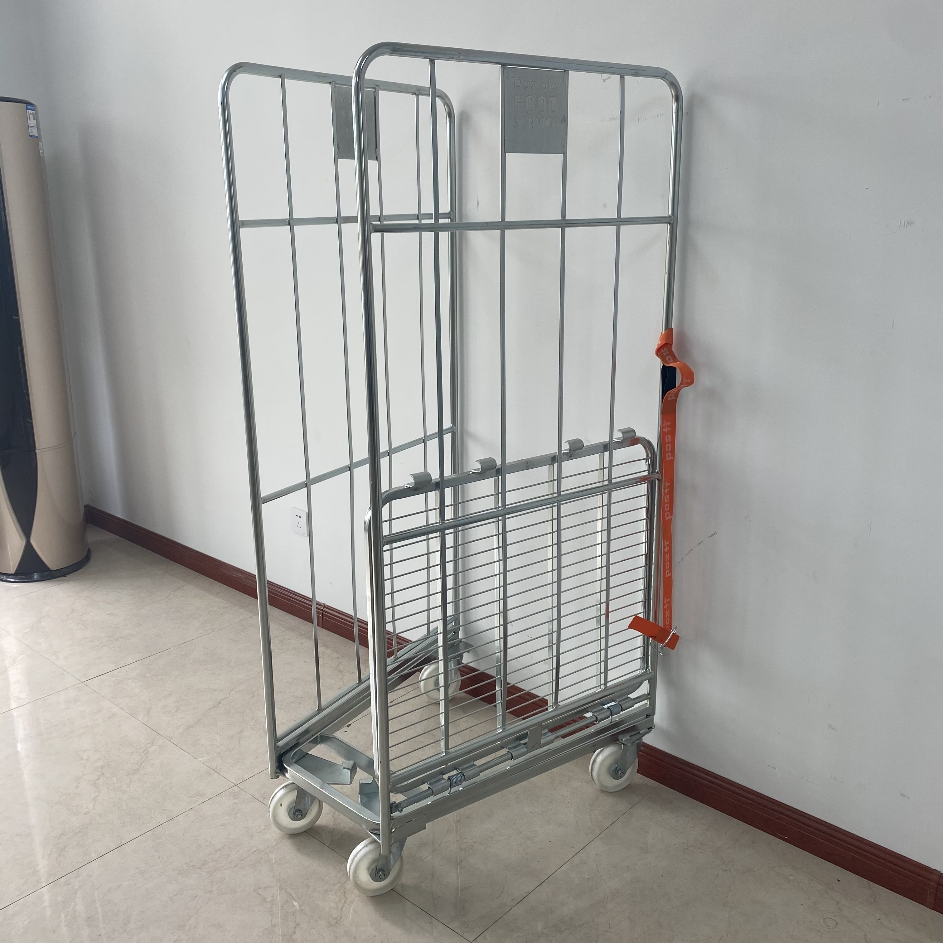 Cheap Price Nestable Medium Duty Wire Mesh Two Sides Moving Pallet Stillages with four wheels