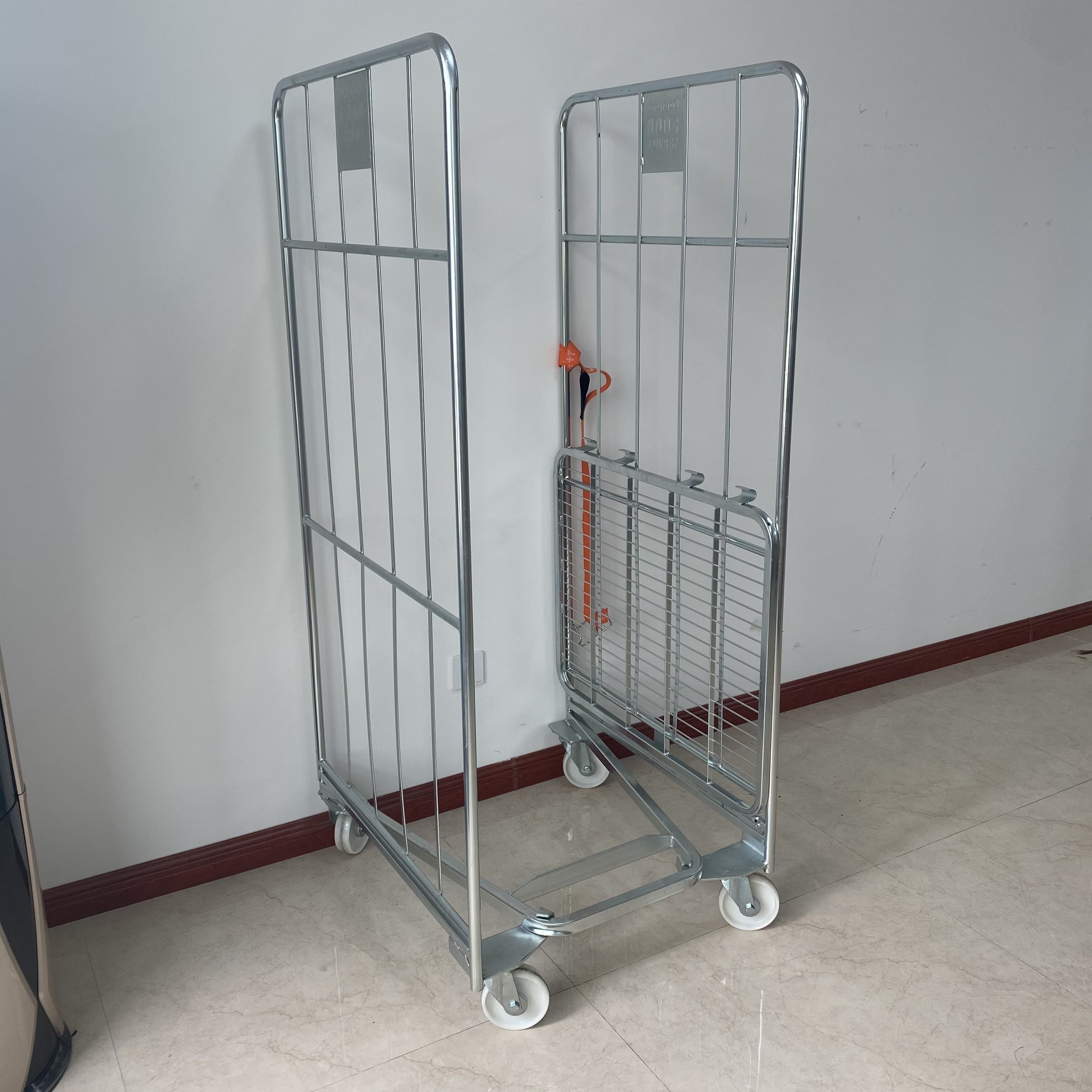 Cheap Price Nestable Medium Duty Wire Mesh Two Sides Moving Pallet Stillages with four wheels