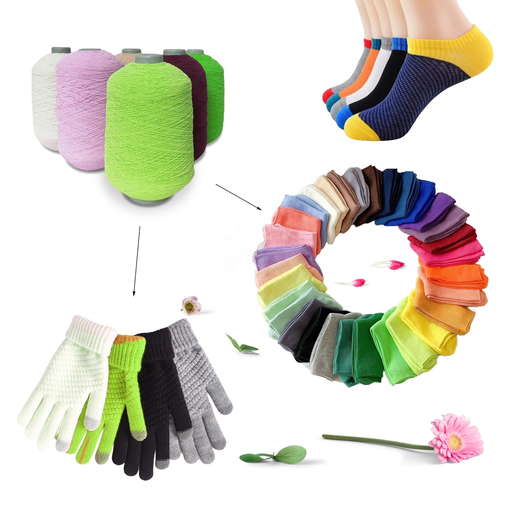 Polyester Covered Glove Yarn  Rubber Covered Yarn Socks Machine Knitting Use Latex Covered Yarn