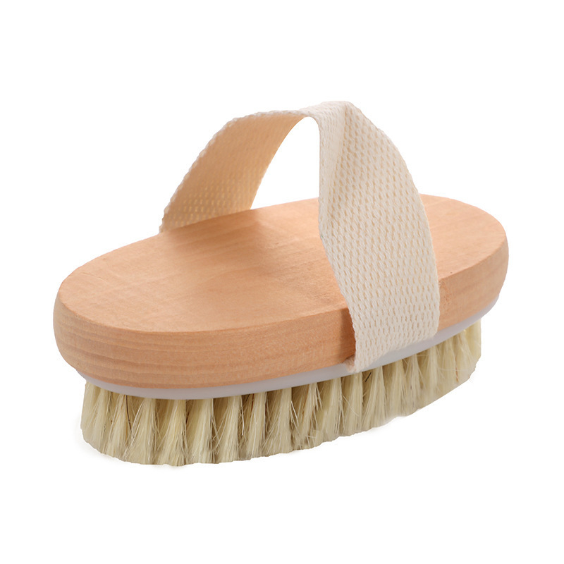 Dry Body Scrub Bath Brush Natural Wood Brushing  Bristle Natural Exfoliating Wooden Brush for Shower Wholesale