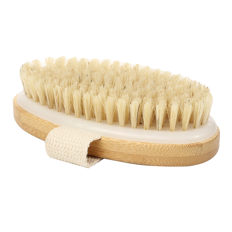 Dry Body Scrub Bath Brush Natural Wood Brushing  Bristle Natural Exfoliating Wooden Brush for Shower Wholesale